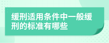 缓刑适用条件中一般缓刑的标准有哪些