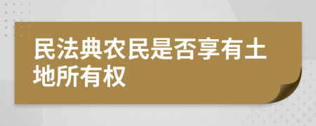 民法典农民是否享有土地所有权