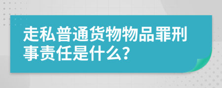 走私普通货物物品罪刑事责任是什么？