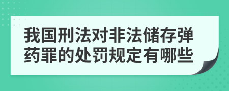 我国刑法对非法储存弹药罪的处罚规定有哪些