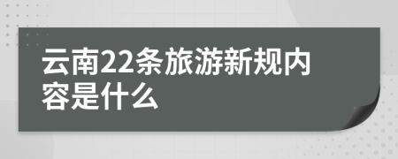 云南22条旅游新规内容是什么