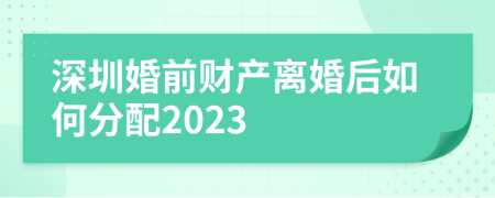 深圳婚前财产离婚后如何分配2023