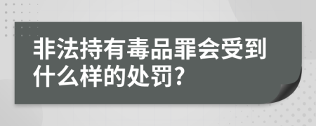 非法持有毒品罪会受到什么样的处罚?