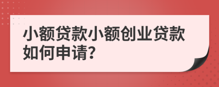 小额贷款小额创业贷款如何申请？