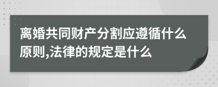 离婚共同财产分割应遵循什么原则,法律的规定是什么