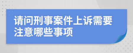 请问刑事案件上诉需要注意哪些事项