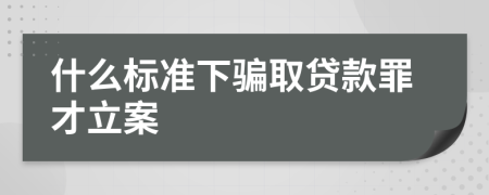 什么标准下骗取贷款罪才立案