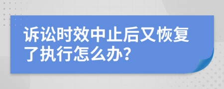 诉讼时效中止后又恢复了执行怎么办？