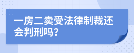 一房二卖受法律制裁还会判刑吗？