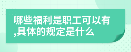 哪些福利是职工可以有,具体的规定是什么