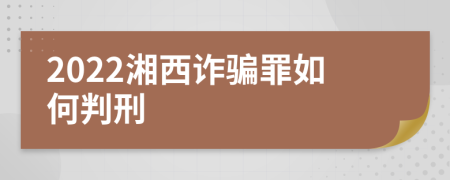 2022湘西诈骗罪如何判刑