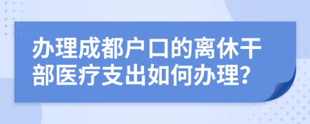 办理成都户口的离休干部医疗支出如何办理？
