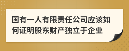 国有一人有限责任公司应该如何证明股东财产独立于企业