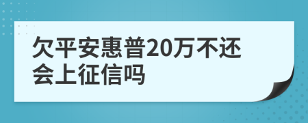 欠平安惠普20万不还会上征信吗