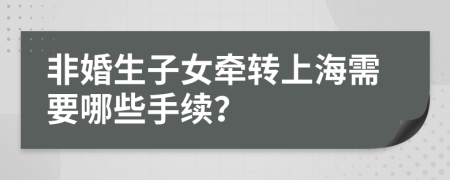 非婚生子女牵转上海需要哪些手续？