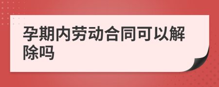 孕期内劳动合同可以解除吗