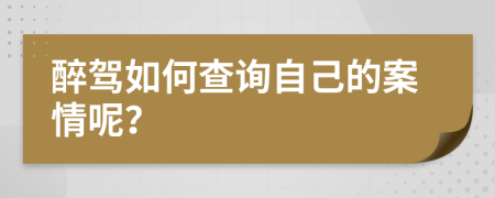 醉驾如何查询自己的案情呢？