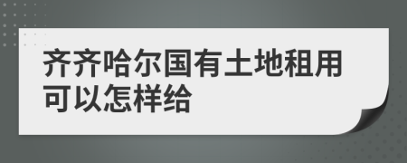 齐齐哈尔国有土地租用可以怎样给