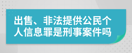 出售、非法提供公民个人信息罪是刑事案件吗