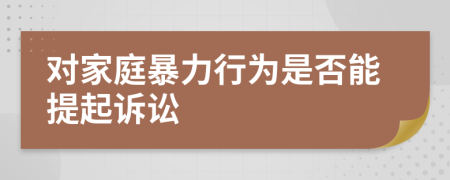 对家庭暴力行为是否能提起诉讼