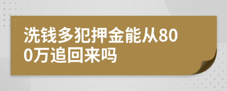 洗钱多犯押金能从800万追回来吗