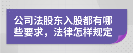 公司法股东入股都有哪些要求，法律怎样规定