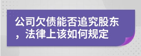 公司欠债能否追究股东，法律上该如何规定