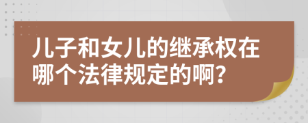 儿子和女儿的继承权在哪个法律规定的啊？