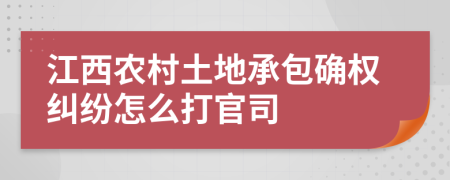 江西农村土地承包确权纠纷怎么打官司