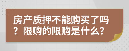 房产质押不能购买了吗？限购的限购是什么？