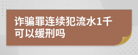 诈骗罪连续犯流水1千可以缓刑吗