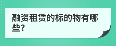 融资租赁的标的物有哪些？