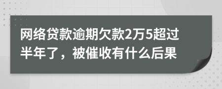网络贷款逾期欠款2万5超过半年了，被催收有什么后果