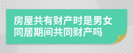 房屋共有财产时是男女同居期间共同财产吗