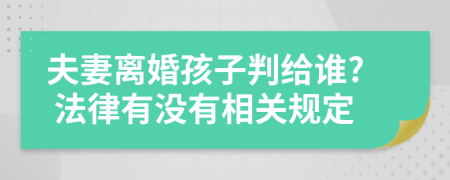 夫妻离婚孩子判给谁? 法律有没有相关规定