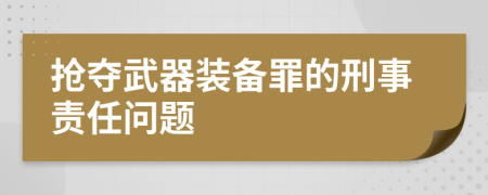 抢夺武器装备罪的刑事责任问题