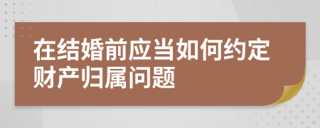 在结婚前应当如何约定财产归属问题