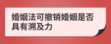 婚姻法可撤销婚姻是否具有溯及力