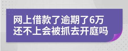 网上借款了逾期了6万还不上会被抓去开庭吗