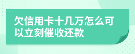 欠信用卡十几万怎么可以立刻催收还款
