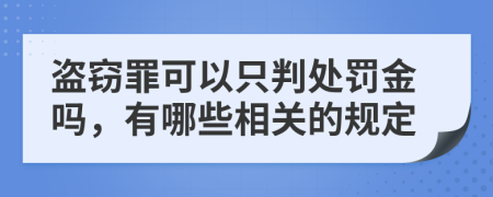 盗窃罪可以只判处罚金吗，有哪些相关的规定