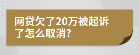 网贷欠了20万被起诉了怎么取消?