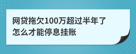 网贷拖欠100万超过半年了怎么才能停息挂账