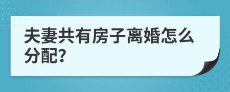 夫妻共有房子离婚怎么分配？