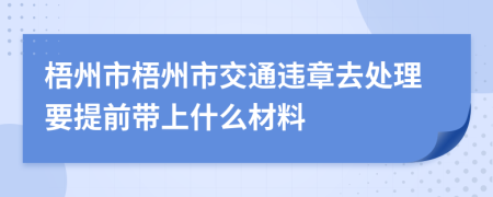 梧州市梧州市交通违章去处理要提前带上什么材料
