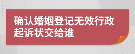 确认婚姻登记无效行政起诉状交给谁