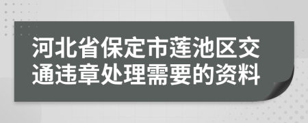 河北省保定市莲池区交通违章处理需要的资料