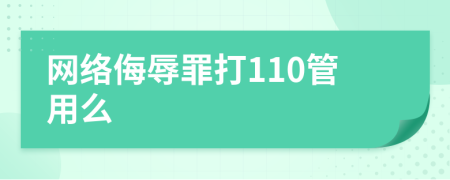 网络侮辱罪打110管用么