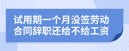 试用期一个月没签劳动合同辞职还给不给工资