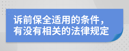 诉前保全适用的条件，有没有相关的法律规定